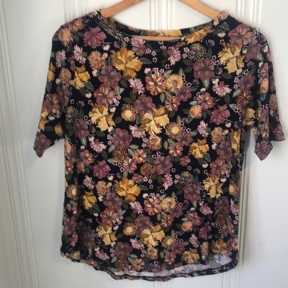 Floral Women's Top - Black and Yellow